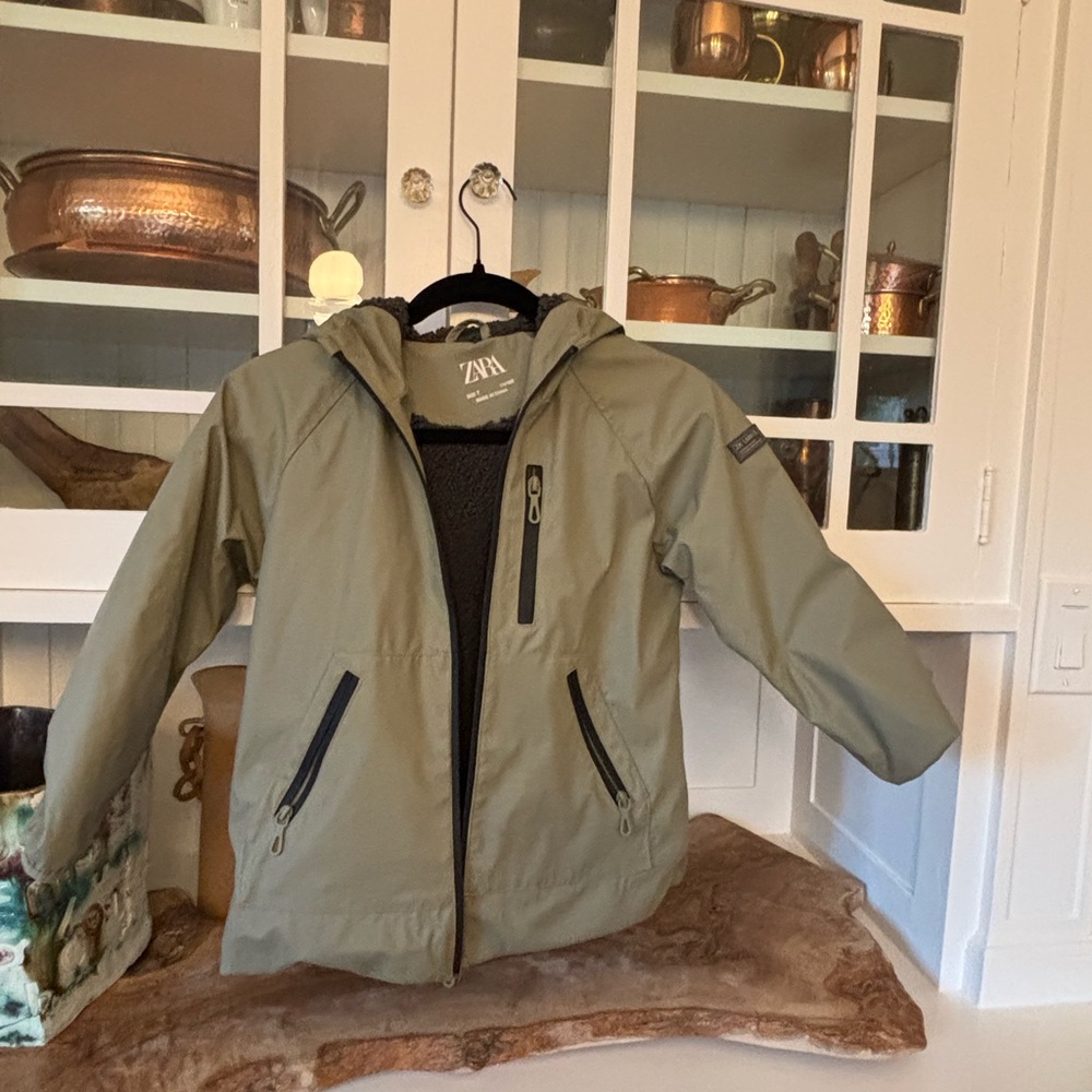 Zara Olive Green Hooded Jacket